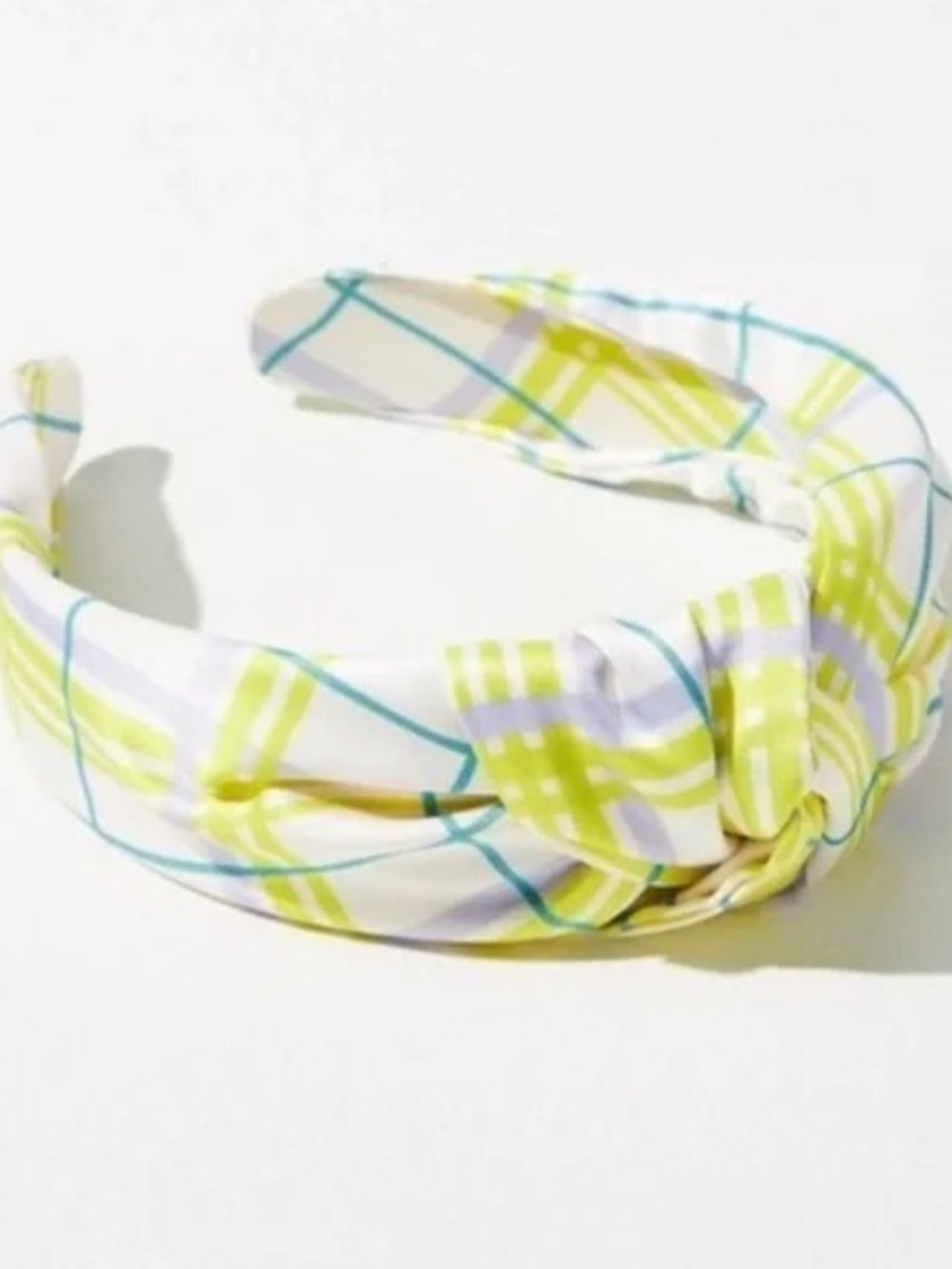 NWT Anthropologie Everly Knot Wide Yellow Plaid Headband